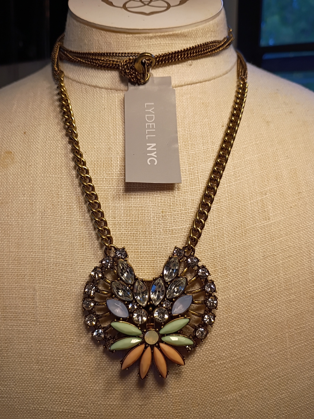 Gold Multi-Color Crystal Statement Necklace
